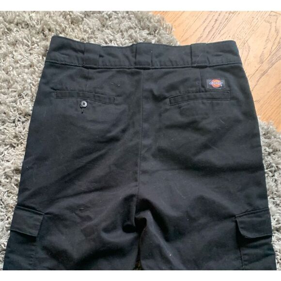 DICKIES Twill Urban Outfitters black Crop Cargo Wide Leg PANTS sz 8 M - Picture 8 of 9
